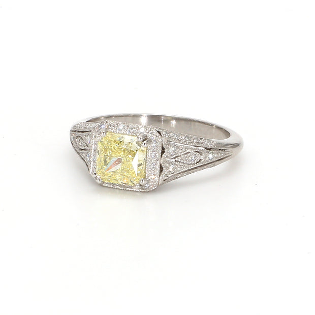 Art-Deco Ring with Natural Yellow Diamond