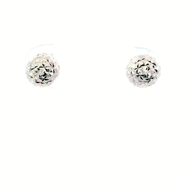 Platinum Faceted Bead Lunar Stud Earrings