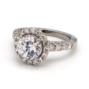 French-Set Halo Diamond Engagement Ring