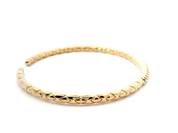 Natural Diamond Patterned Yellow Gold Cuff