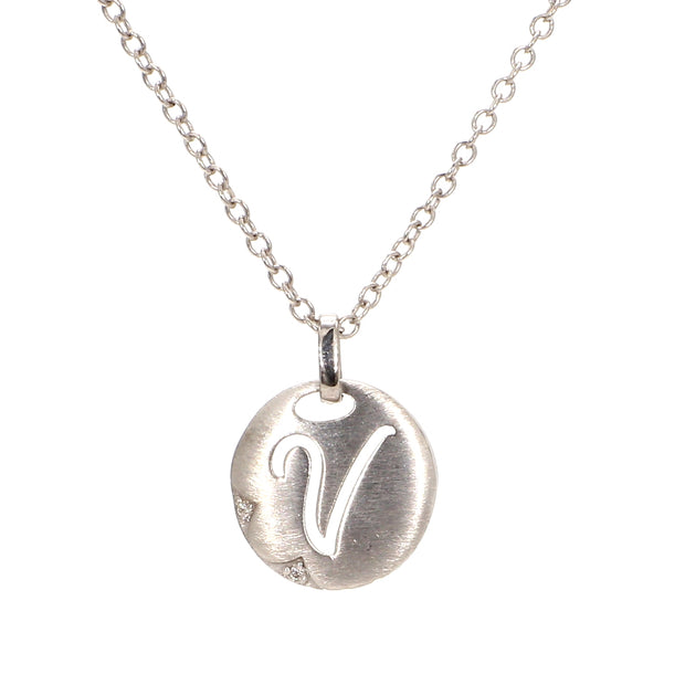 Signet-V Diamond Necklace
