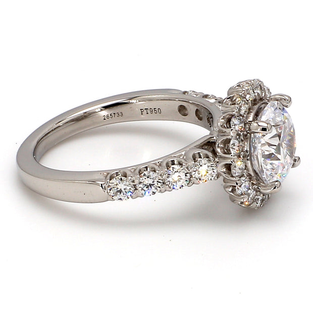 French-Set Halo Diamond Engagement Ring