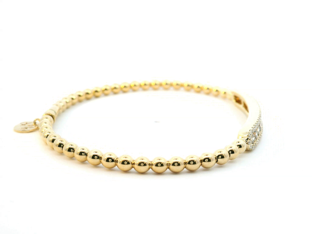 GOLD AND DIAMOND BEADED STRECH BRACELET