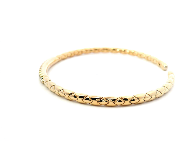 Natural Diamond Patterned Yellow Gold Cuff