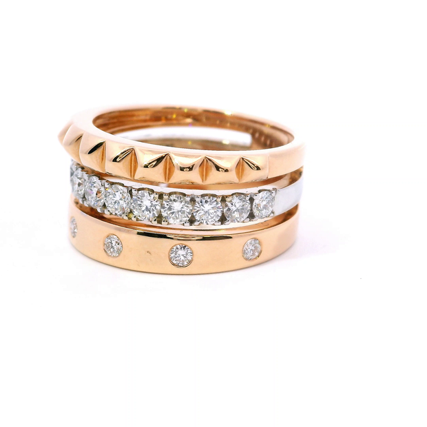 Two Tone Diamond Stack Fashion Ring