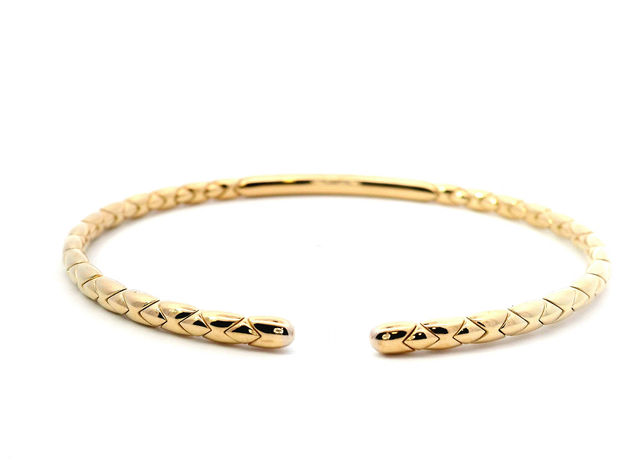 Natural Diamond Patterned Yellow Gold Cuff