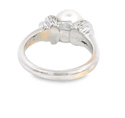 Akoya Pearl & Pave Diamond Ring