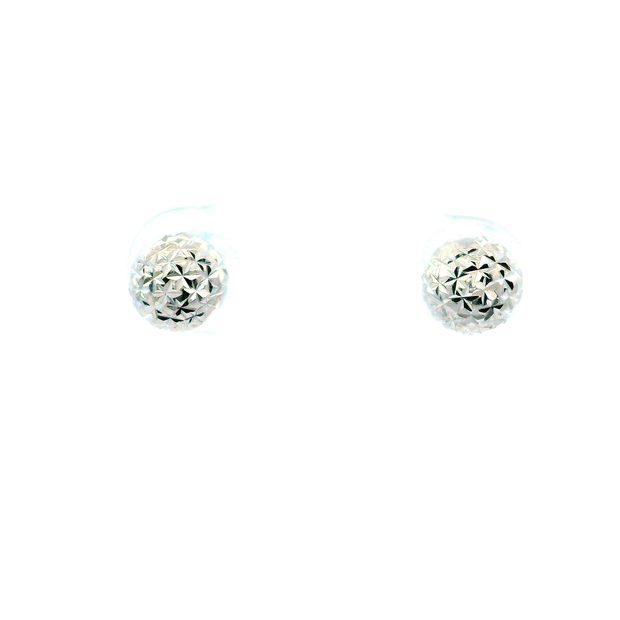 Platinum Faceted Bead Lunar Stud Earrings