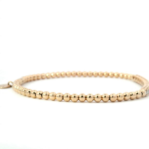 Gold and Diamond Beaded Strech bracelet